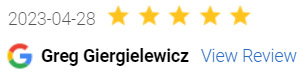 5 Star Google Review by Greg
