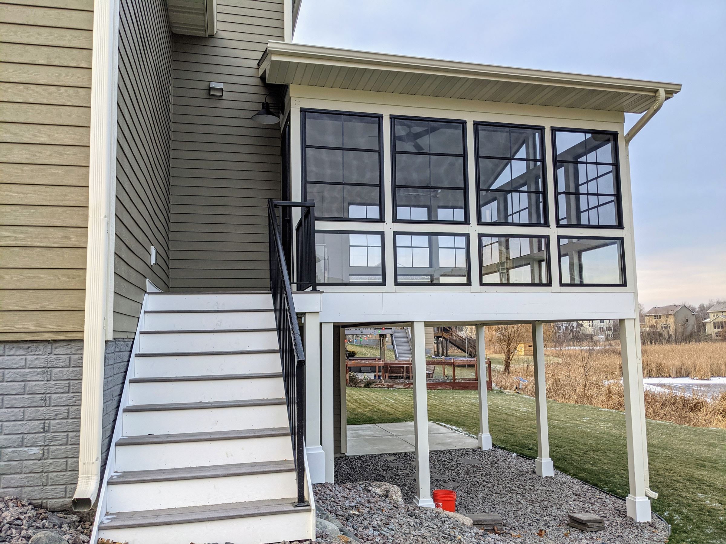 Exterior matched to existing home