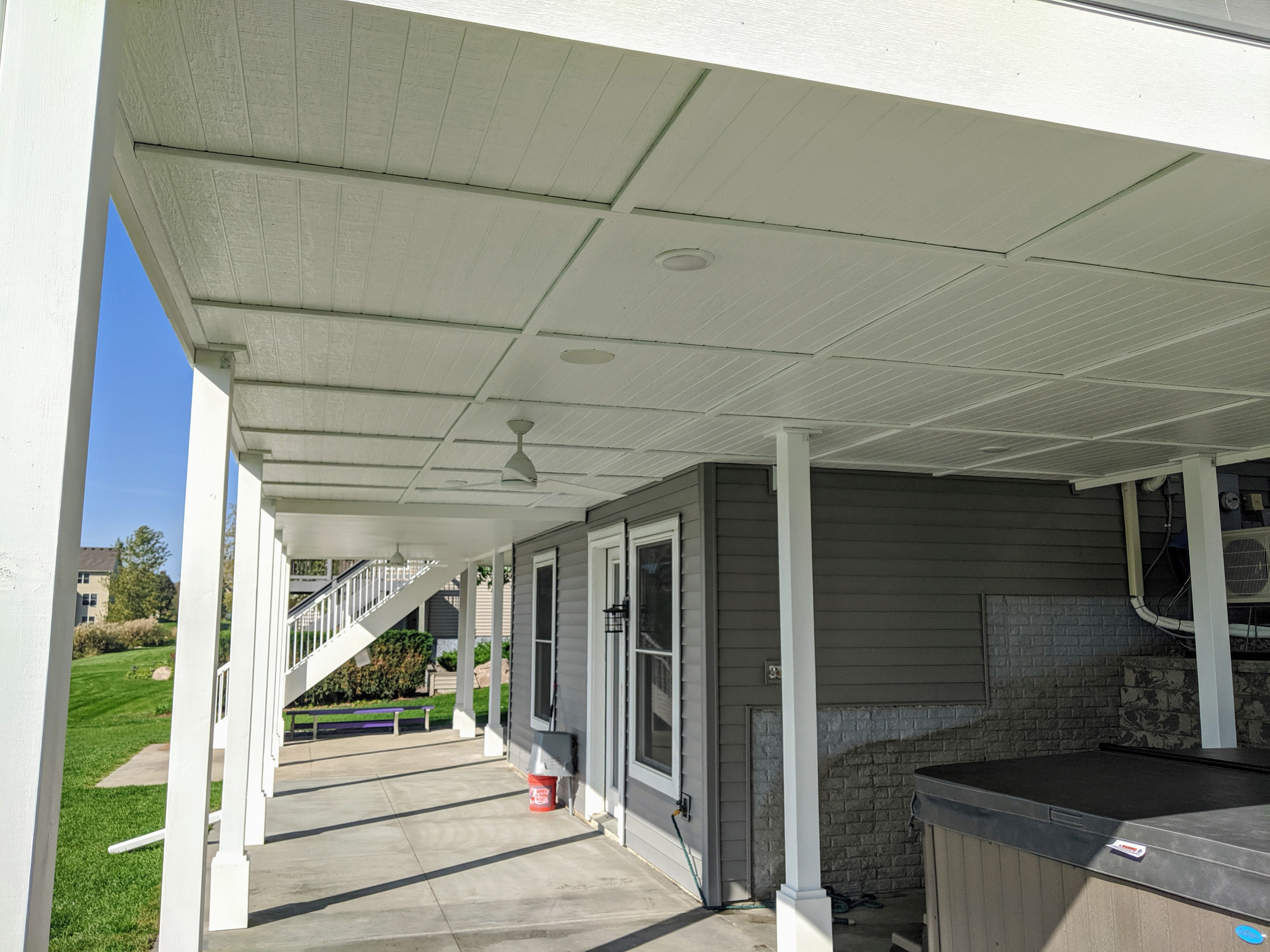 Under porch & deck finished w/ 2- ceiling fans & LED disc lighting