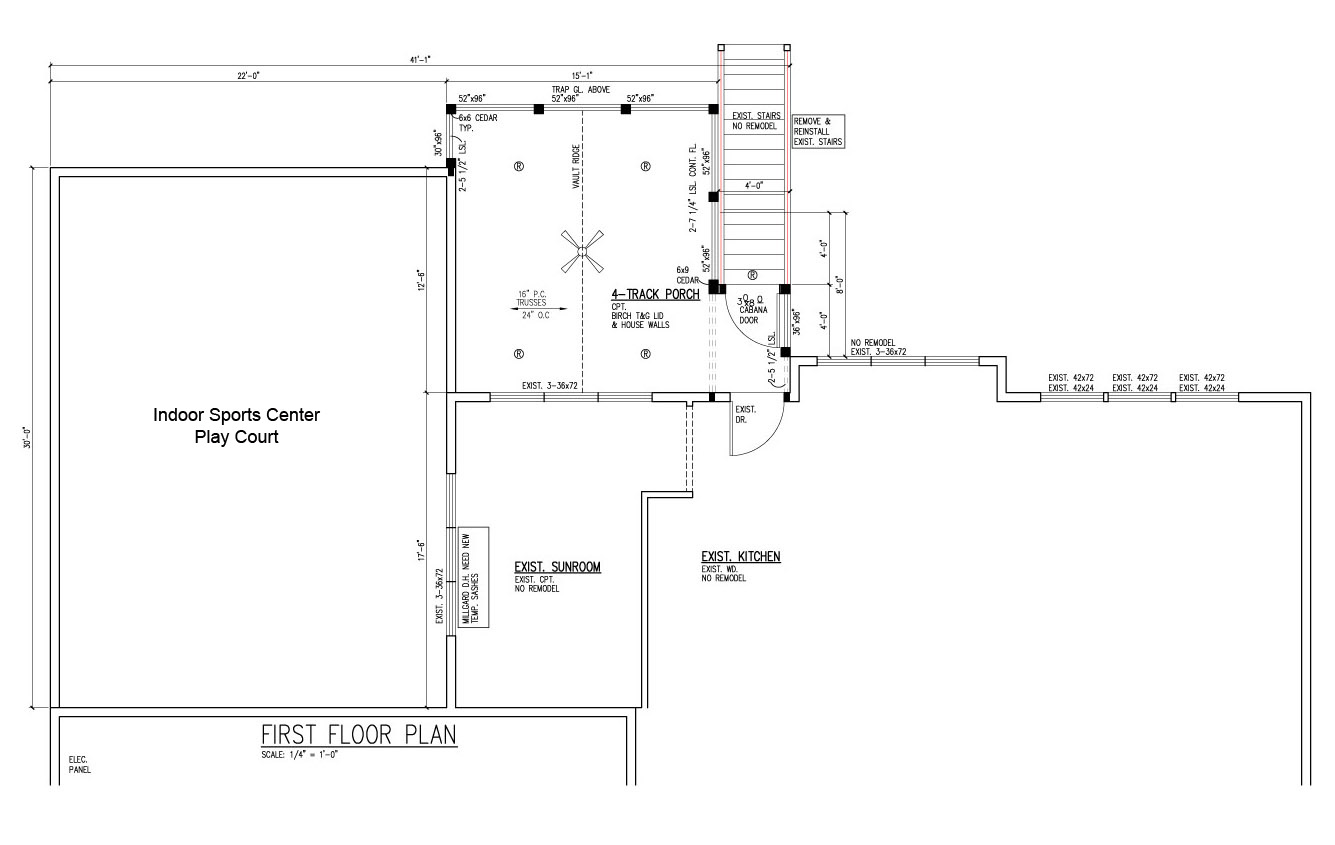 New Indoor Sports Room® Addition First Floor Plan