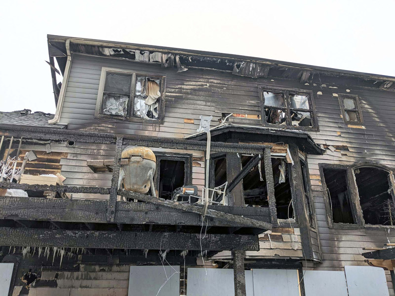 Back of Fire Damaged Home