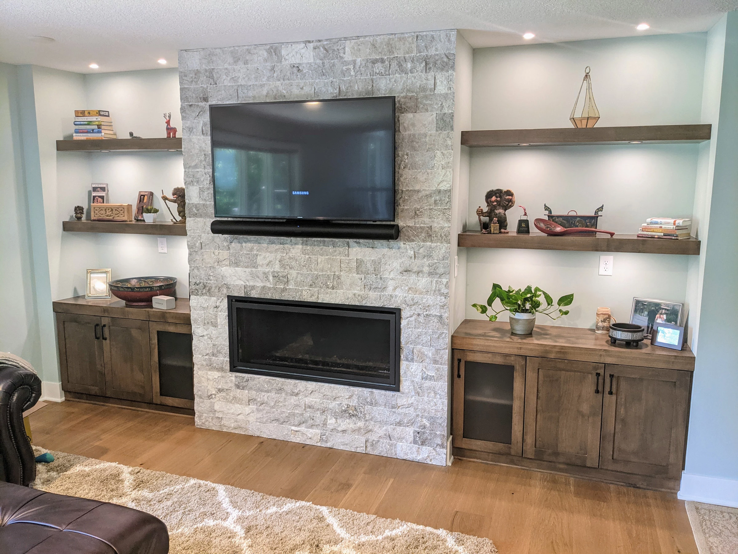 Tjb Remodeling Media Walls, Wall To Entertainment Center Bookcase And Fireplace Design