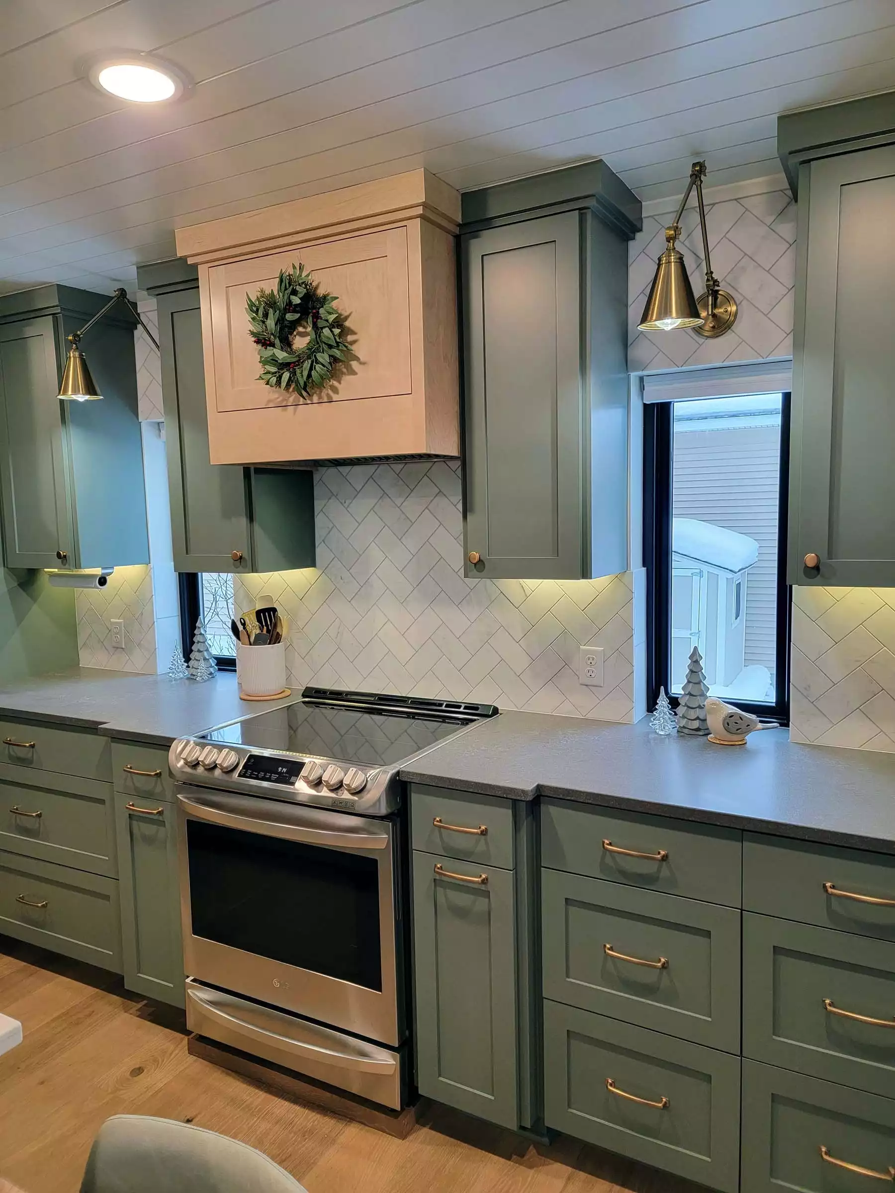 Custom Enameled Cabinets with Birch Accents
