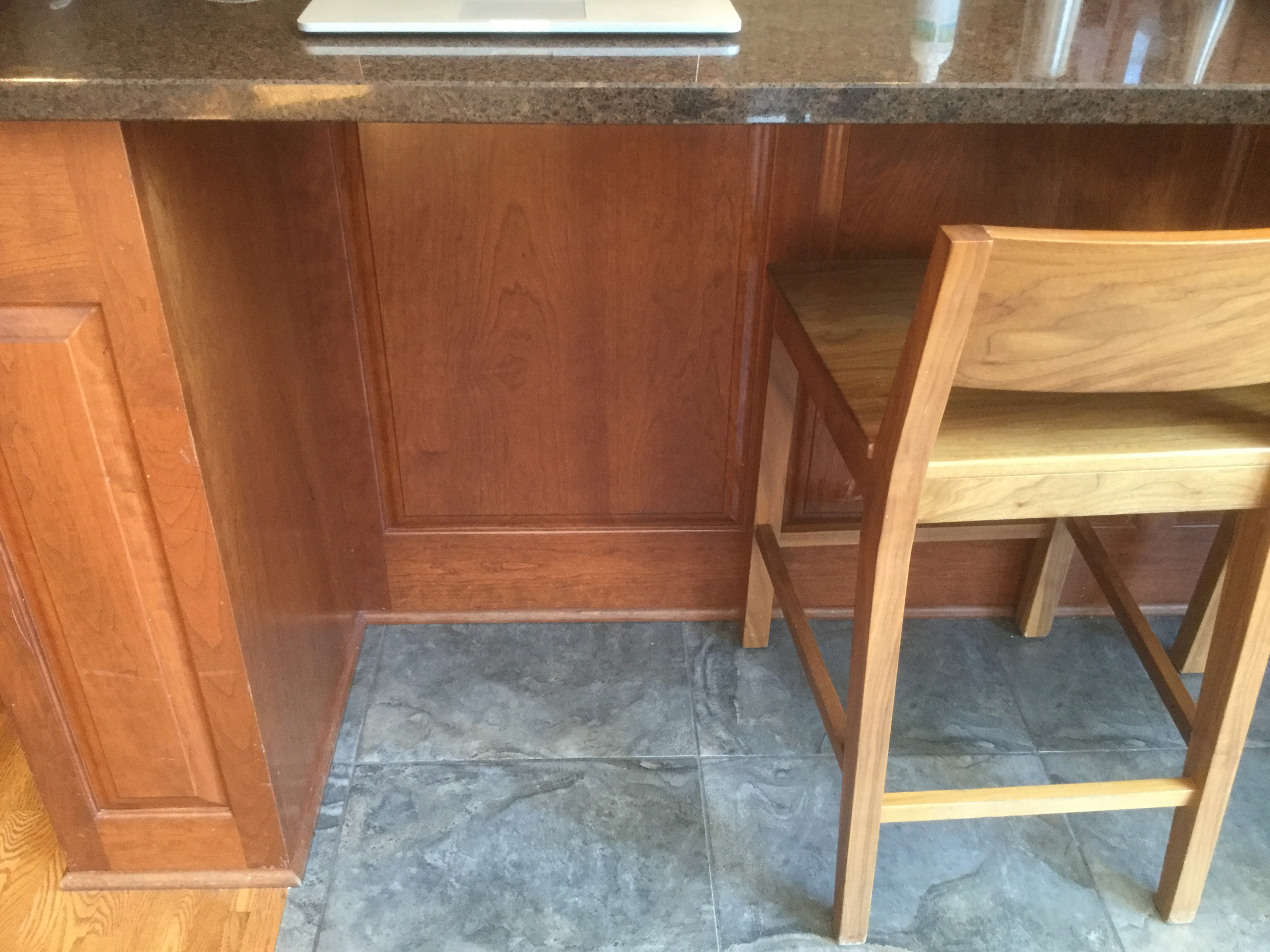 Before - Kitchen island stained finish