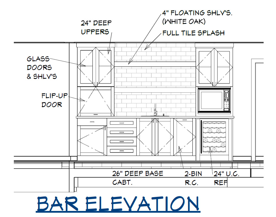 Blaine Lower Level Finish Wet Bar Elevation Plan