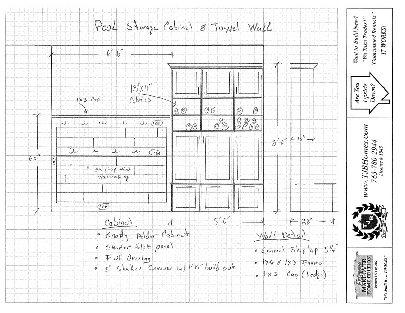 Sketch - Pool Storage and Towel Wall