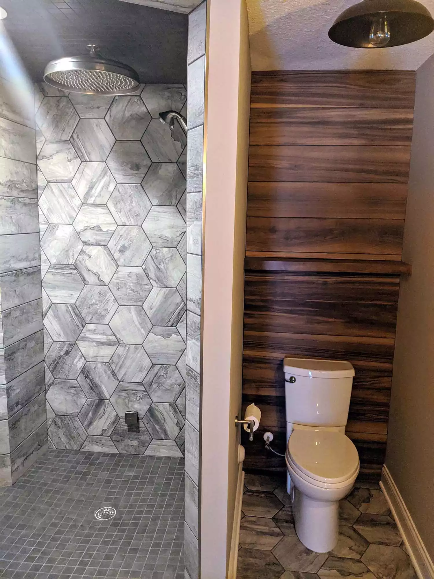 Hexagonal Tile Shower Wall