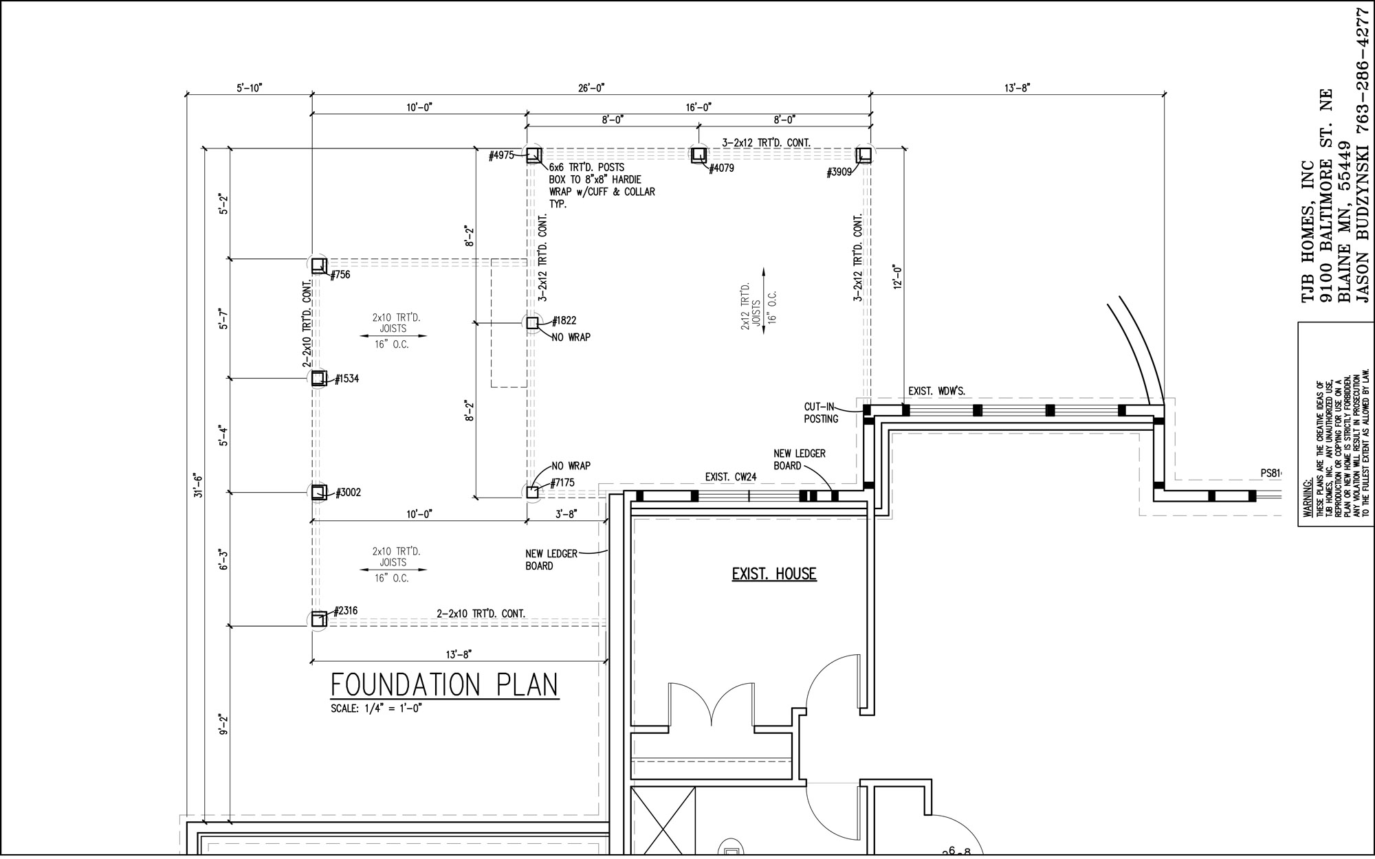 4 Track Porch Addition Foundation Floor Plan