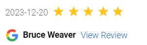 5 Star Google Review by Bruce