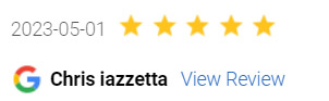 5 Star Google Review by Chris