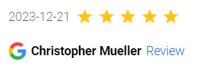 5 Star Google Review by Christopher