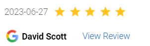 5 Star Google Review by Scott