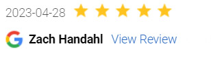 5 Star Google Review by Zach