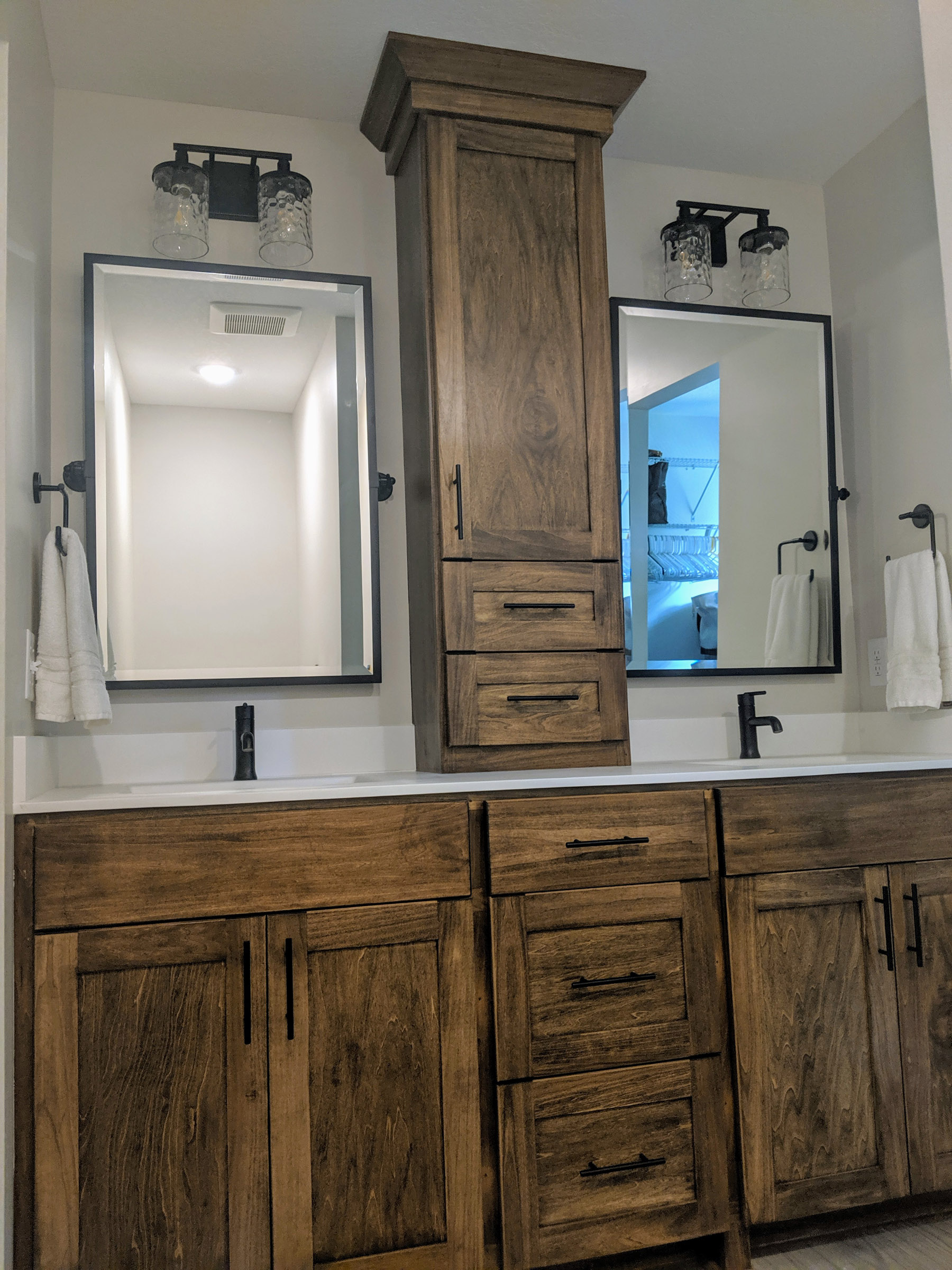 Tjb Remodeling Bathroom Remodels, Master Bath Vanity With Linen Tower
