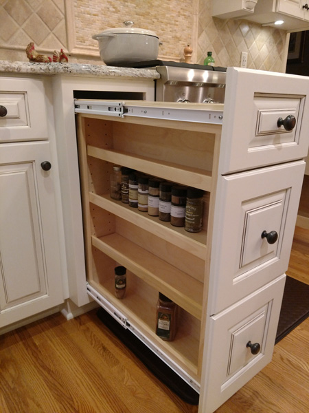 Double sided spice rack pullout