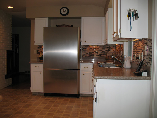 Kitchen Before Remodel - add 1-1/4″ red oak flooring
