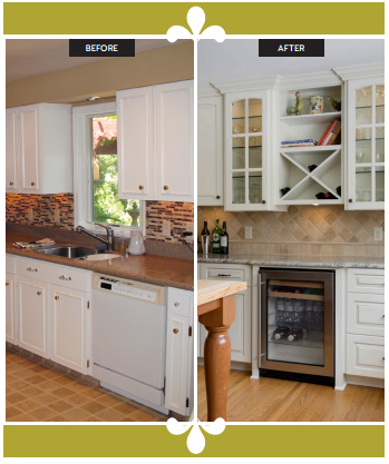 Kitchen before and after remodel.